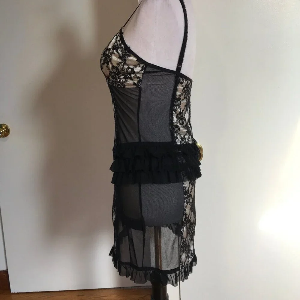 Lip Service Vintage Vaudeville Vamps Gothic Victorian Lace & Mesh Dress XS - Picture 4 of 8